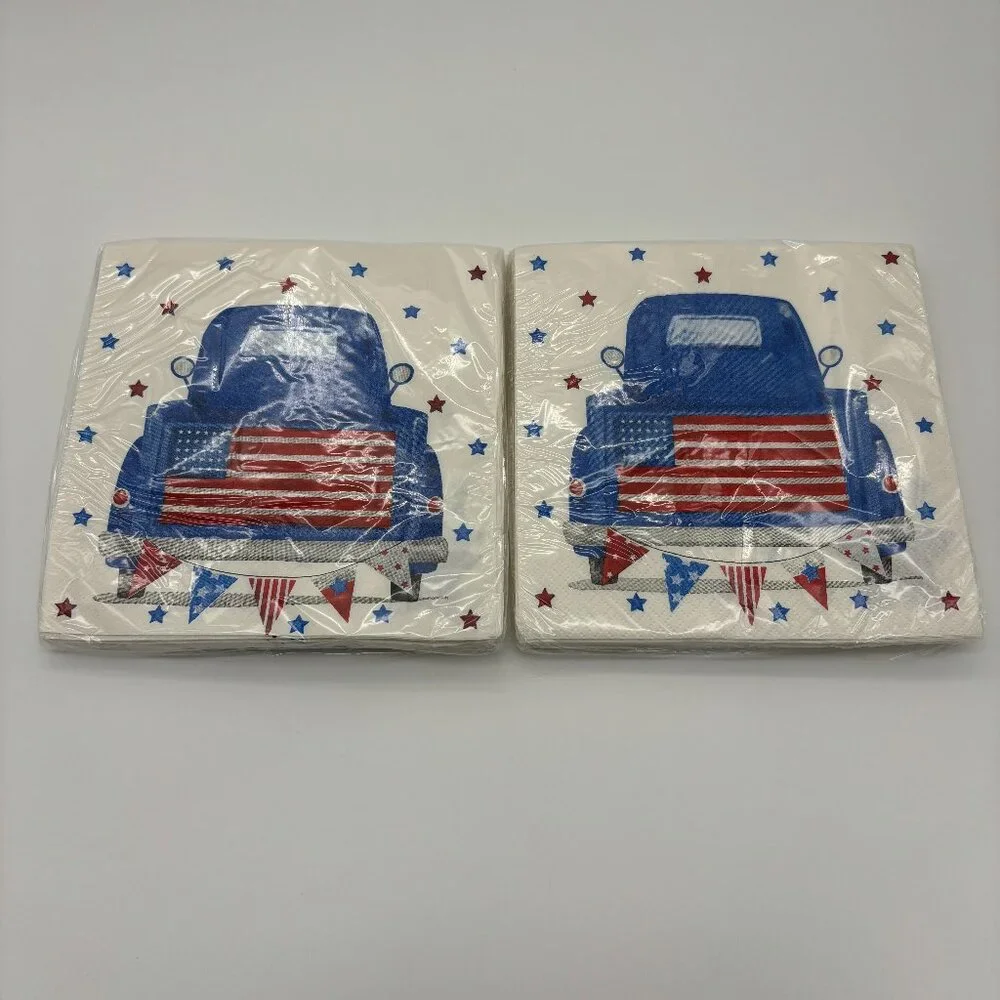 Napkins Fourth 4th of July Patriotic American Truck Stars Print, 16ct 2-ply (x2)